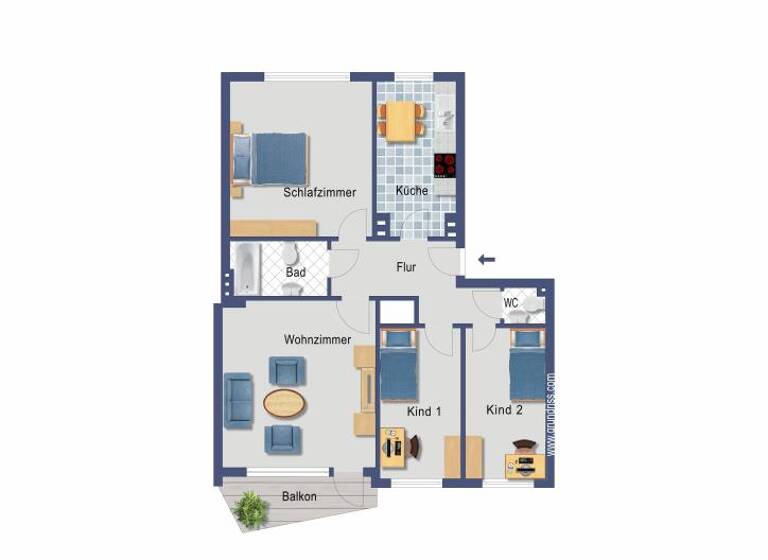 Wohnung zum Kauf provisionsfrei 177.000 € 4 Zimmer 76,5 m² 1. Geschoss Fedderwarder Weg 37 Woltmershausen Bremen 28197