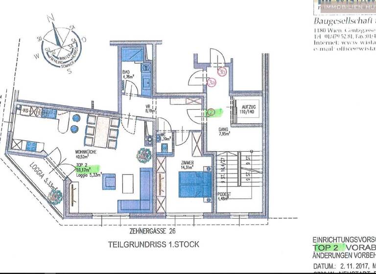 Wohnung zur Miete 698 € 2 Zimmer 75 m² 1. Geschoss frei ab 01.07.2026 Wiener Neustadt 2700