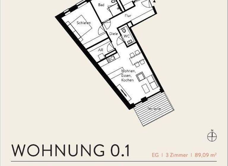Wohnung zum Kauf - Erstbezug provisionsfrei 465.000 € 3 Zimmer 89,1 m² EG Rotes Feld Lüneburg 21335