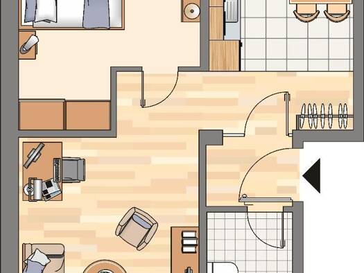 Wohnung zur Miete nur mit Wohnberechtigungsschein 268 € 2,5 Zimmer 47,6 m² 1. Geschoss frei ab 21.08.2026 Hänselweg 22 Eving Dortmund 44339