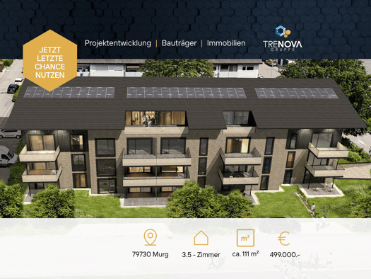 Wohnung zum Kauf provisionsfrei 499.000 € 3,5 Zimmer 111,1 m² 5 Geschosse frei ab sofort Murg Murg 79730