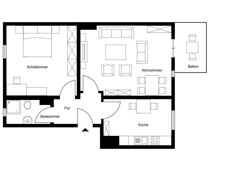 Studio zur Miete 530 € 2 Zimmer 45,9 m² Kreuzkampstr. 23 Braunschweig 38114
