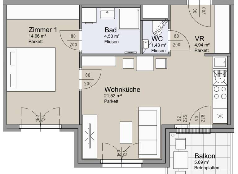 Wohnung zum Kauf - Erstbezug 329.100 € 2 Zimmer 47,1 m² 4. Geschoss Leystraße Wien 1200