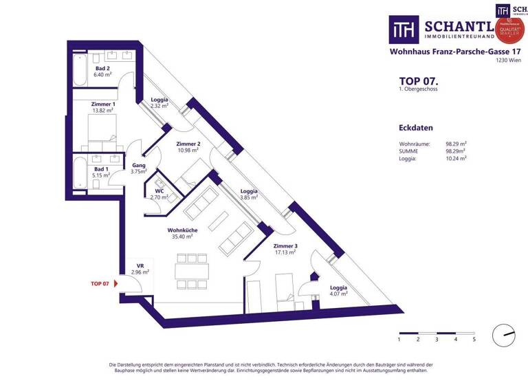 Wohnung zum Kauf 599.000 € 4 Zimmer 98,3 m² 1. Geschoss Franz-Parsche-Gasse Wien 1230