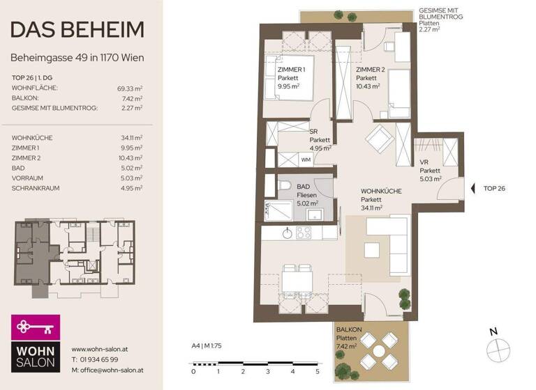 Wohnung zum Kauf - Erstbezug 565.000 € 3 Zimmer 69,2 m² 4. Geschoss Wien 1170