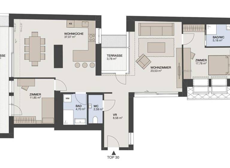 Wohnung zum Kauf - Erstbezug 1.810.000 € 3 Zimmer 112,2 m² 4. Geschoss Fuhrmannsgasse Wien 1080