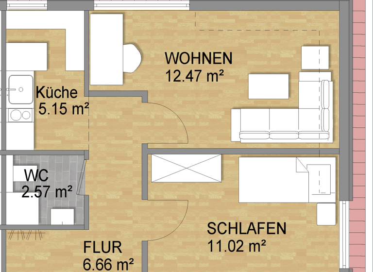 Wohnung zum Kauf provisionsfrei 269.900 € 2 Zimmer 37,8 m² Kumpfmühl-Ziegetsdorf-Neuprüll Regensburg 93051