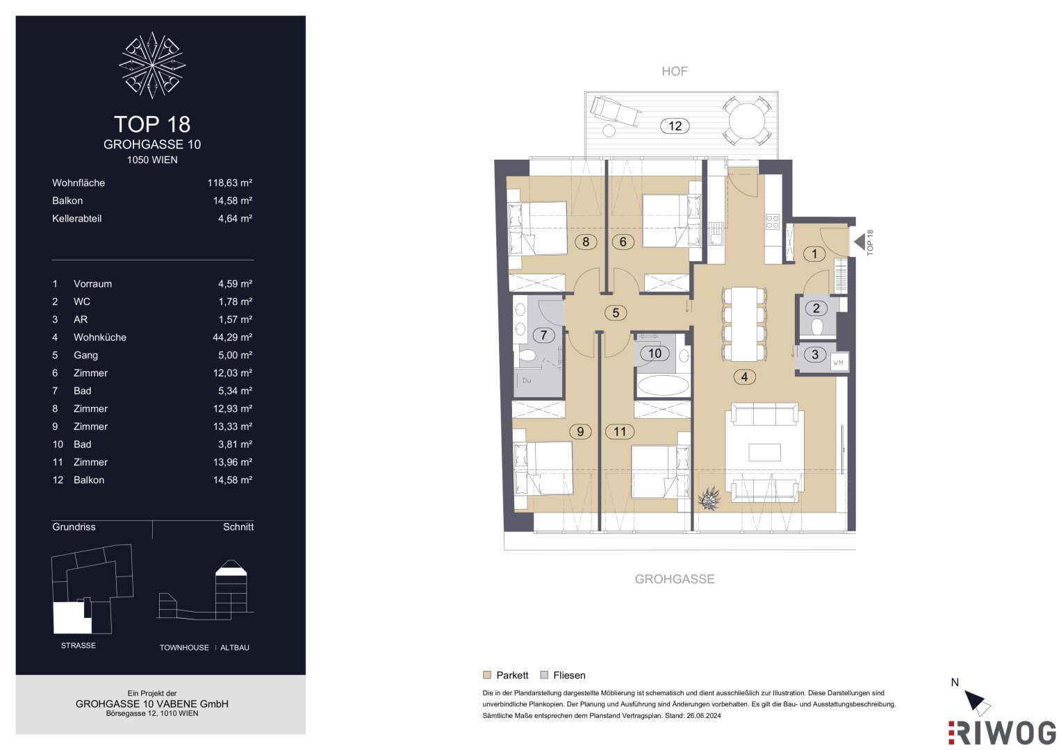 Wohnung zum Kauf 1.500.000 € 5 Zimmer 118,6 m²<br/>Wohnfläche 4.<br/>Geschoss Grohgasse 10 Wien 1050