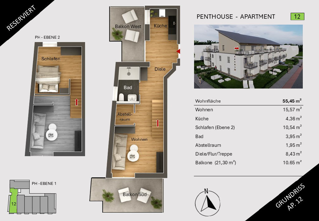 Wohnung zum Kauf 220.500 € 2 Zimmer 55,5 m²<br/>Wohnfläche Habsburgerring 14 Bärenkämpen 3 Minden 32425