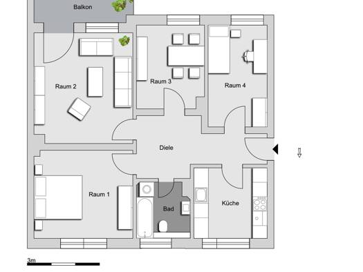 Wohnung zur Miete 775 € 4 Zimmer 80,2 m² EG frei ab 16.05.2026 Richard-Strauss-Str. 17 Innenstadt Erlangen 91052
