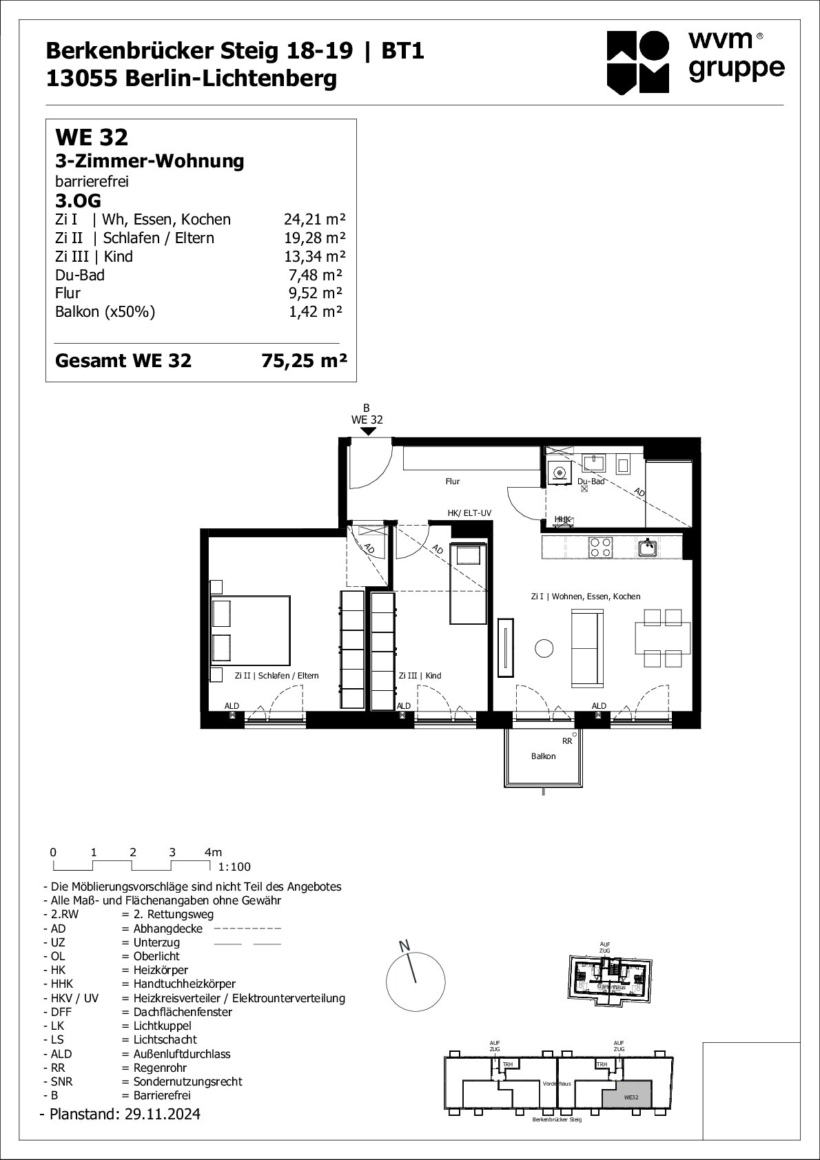 Wohnung zum Kauf provisionsfrei 527.000 € 3 Zimmer 75,3 m²<br/>Wohnfläche 3.<br/>Geschoss Berkenbrücker Steig 18-19 Alt-Hohenschönhausen Berlin 13055