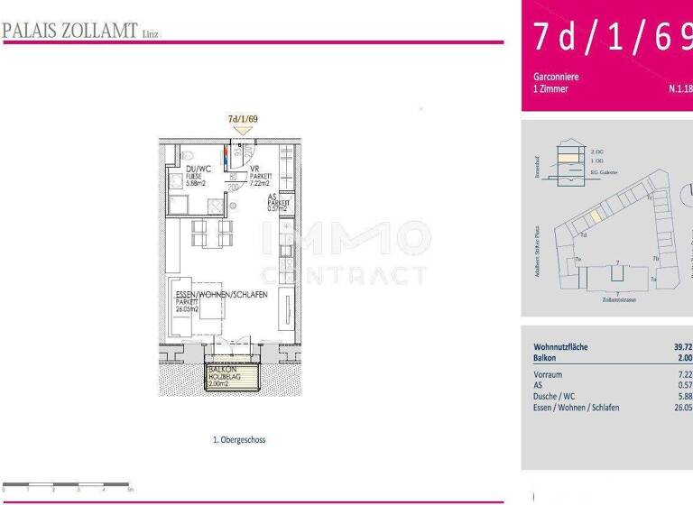 Studio zur Miete 516 € 1 Zimmer 39,7 m² Waldegg Linz 4020