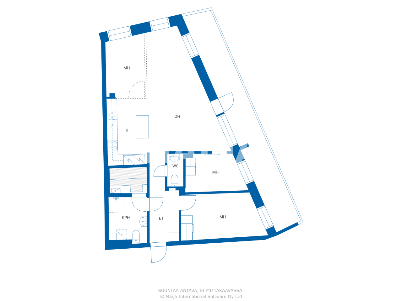 Studio zum Kauf 496.500 € 3 Zimmer 86,5 m²<br/>Wohnfläche 5.<br/>Geschoss Juutinraumankatu 7 Helsinki 00220