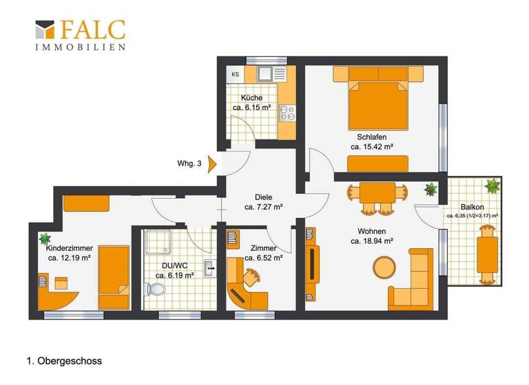 Wohnung zum Kauf 161.000 € 3,5 Zimmer 75,9 m² 1. Geschoss frei ab sofort Hamm Marl 45772