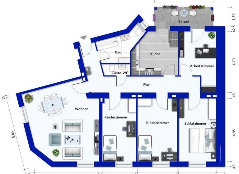 Wohnung zum Kauf 450.000 € 5 Zimmer 123 m² 2. Geschoss Lierenfeld Düsseldorf 40231