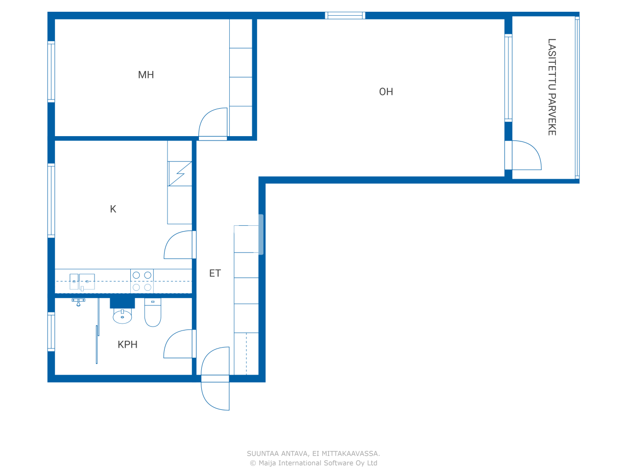 Studio zum Kauf 265.000 € 2 Zimmer 60 m²<br/>Wohnfläche 3.<br/>Geschoss Palkkatilankatu 5 Helsinki 00240