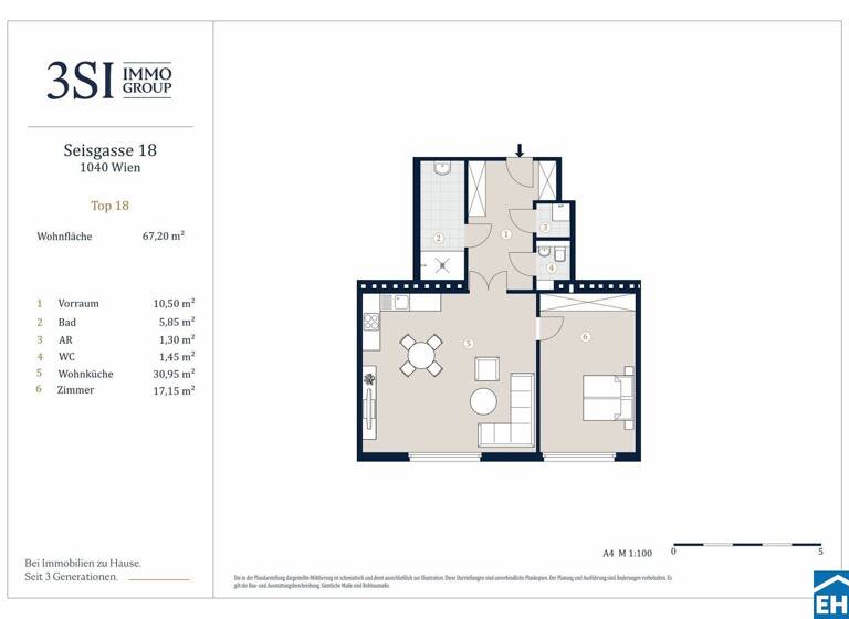 Wohnung zum Kauf - Erstbezug 599.000 € 2 Zimmer 67,2 m² 4. Geschoss Seisgasse Wien 1040