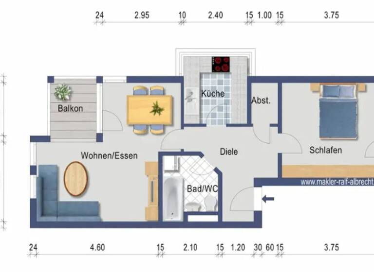 Wohnung zum Kauf 169.900 € 2 Zimmer 48 m² 3. Geschoss Möglingen 71696