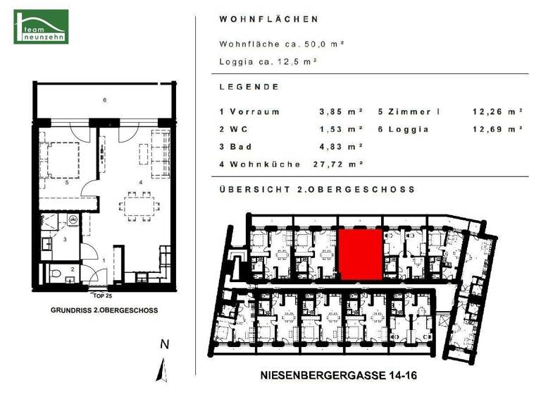 Wohnung zur Miete 556 € 2 Zimmer 50,2 m² 2. Geschoss Niesenbergergasse 14-16 Gries Graz 8020