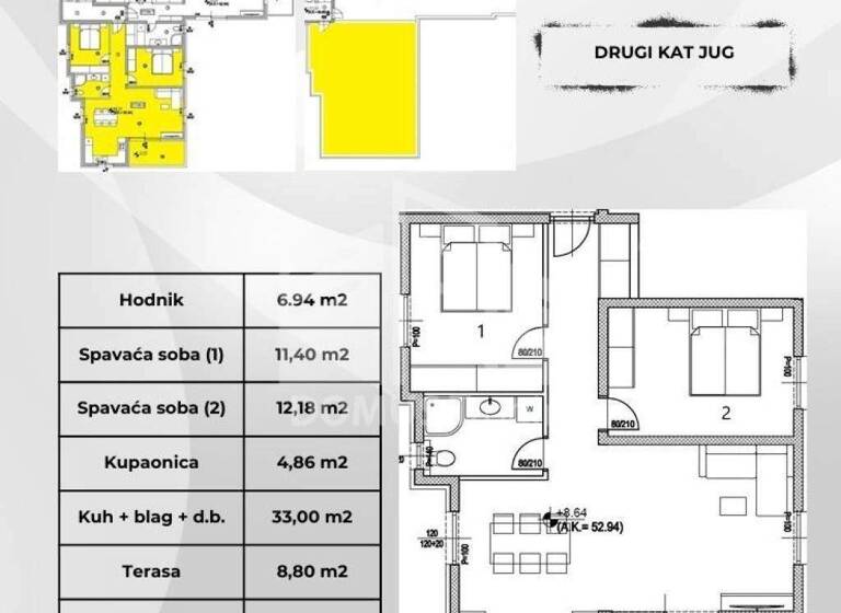 Wohnung zum Kauf 340.000 € 4 Zimmer 77 m² 2. Geschoss Okrug