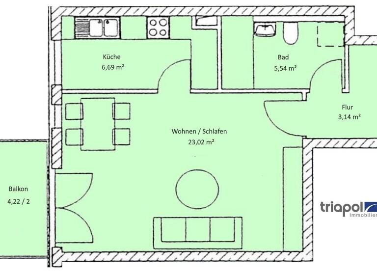 Wohnung zur Miete 345 € 1 Zimmer 40,4 m²<br/>Wohnfläche 1.<br/>Geschoss ab sofort<br/>Verfügbarkeit Romerstraße 5A Coswig 01640