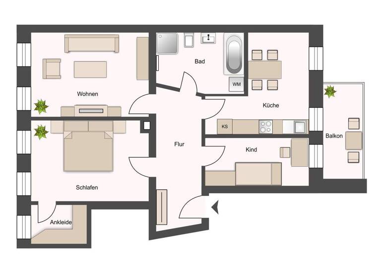 Wohnung zum Kauf 239.000 € 3 Zimmer 84 m² 3. Geschoss Volkmarsdorf Leipzig 04315