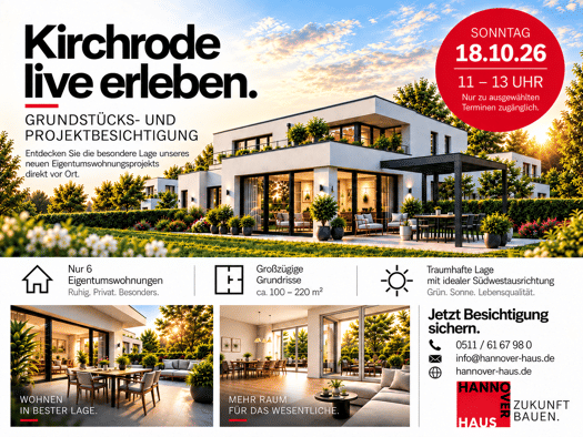 Terrassenwohnung zum Kauf - Erstbezug 895.000 € 4 Zimmer 127 m² Geschoss EG/1 Kirchrode Hannover 30559