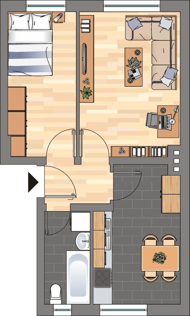 Wohnung zur Miete 459 € 2 Zimmer 41,4 m²<br/>Wohnfläche 1.<br/>Geschoss 20.12.2024<br/>Verfügbarkeit Mühlenstraße 16 Gaarden - Ost Bezirk 2 Kiel 24143