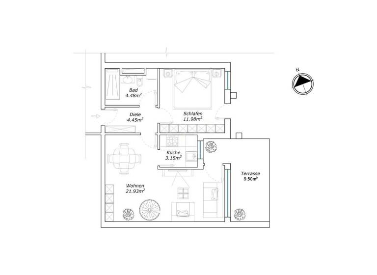Wohnung zum Kauf 445.000 € 3 Zimmer 63 m² EG Gauting 82131