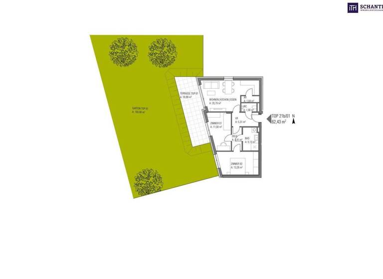 Wohnung zum Kauf - Erstbezug provisionsfrei 399.000 € 3 Zimmer 63 m² EG Andritz Graz 8045