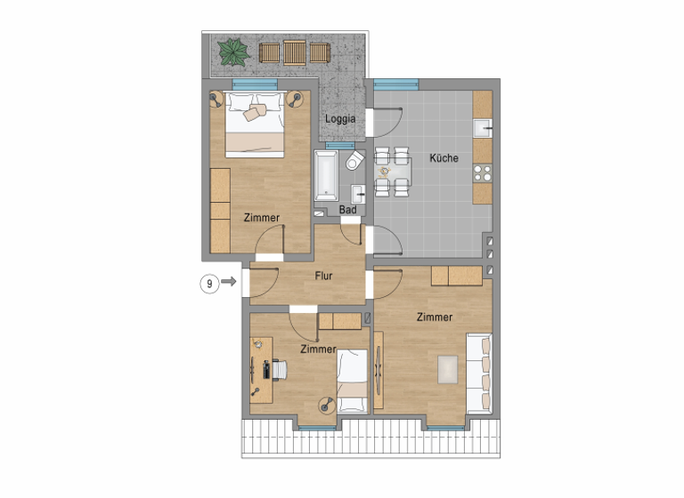 Wohnung zum Kauf provisionsfrei 222.256 € 3 Zimmer 73,3 m²<br/>Wohnfläche Dachgeschoss, 2.<br/>Geschoss Wittekindstraße 19 Rüttenscheid Essen 45131