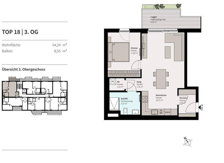 Wohnung zum Kauf 293.000 € 2 Zimmer 54,2 m² 3. Geschoss Erzherzog Karl Strasse 74 Wien 1220