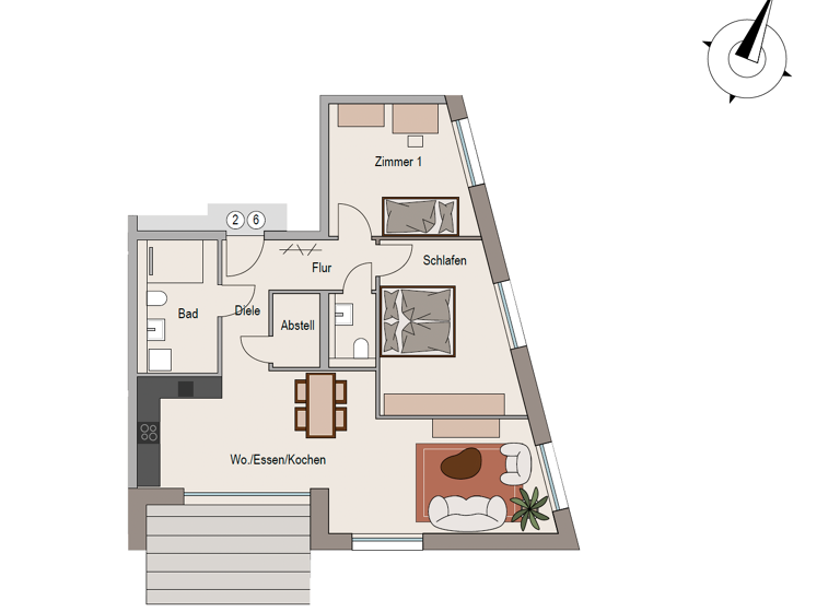 Wohnung zur Miete - Erstbezug 1.324 € 3 Zimmer 91,3 m² 2. Geschoss frei ab sofort Hauptstraße 62 Neckarwestheim 74382