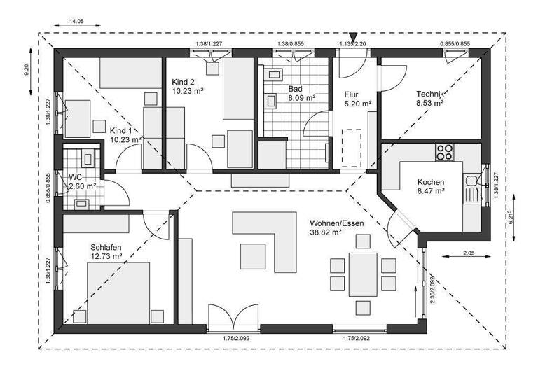 Bungalow zum Kauf provisionsfrei 334.613 € 4 Zimmer 100 m² 693 m² Grundstück Hof Wandrum Wittenförden 19073