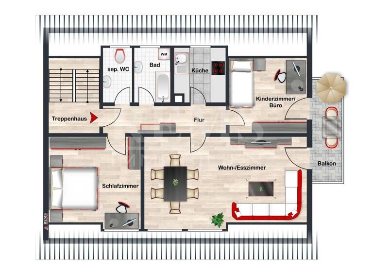 Wohnung zum Kauf 249.000 € 3 Zimmer 82 m²<br/>Wohnfläche Dachgeschoss, 3.<br/>Geschoss ab sofort<br/>Verfügbarkeit Korb Korb 71404