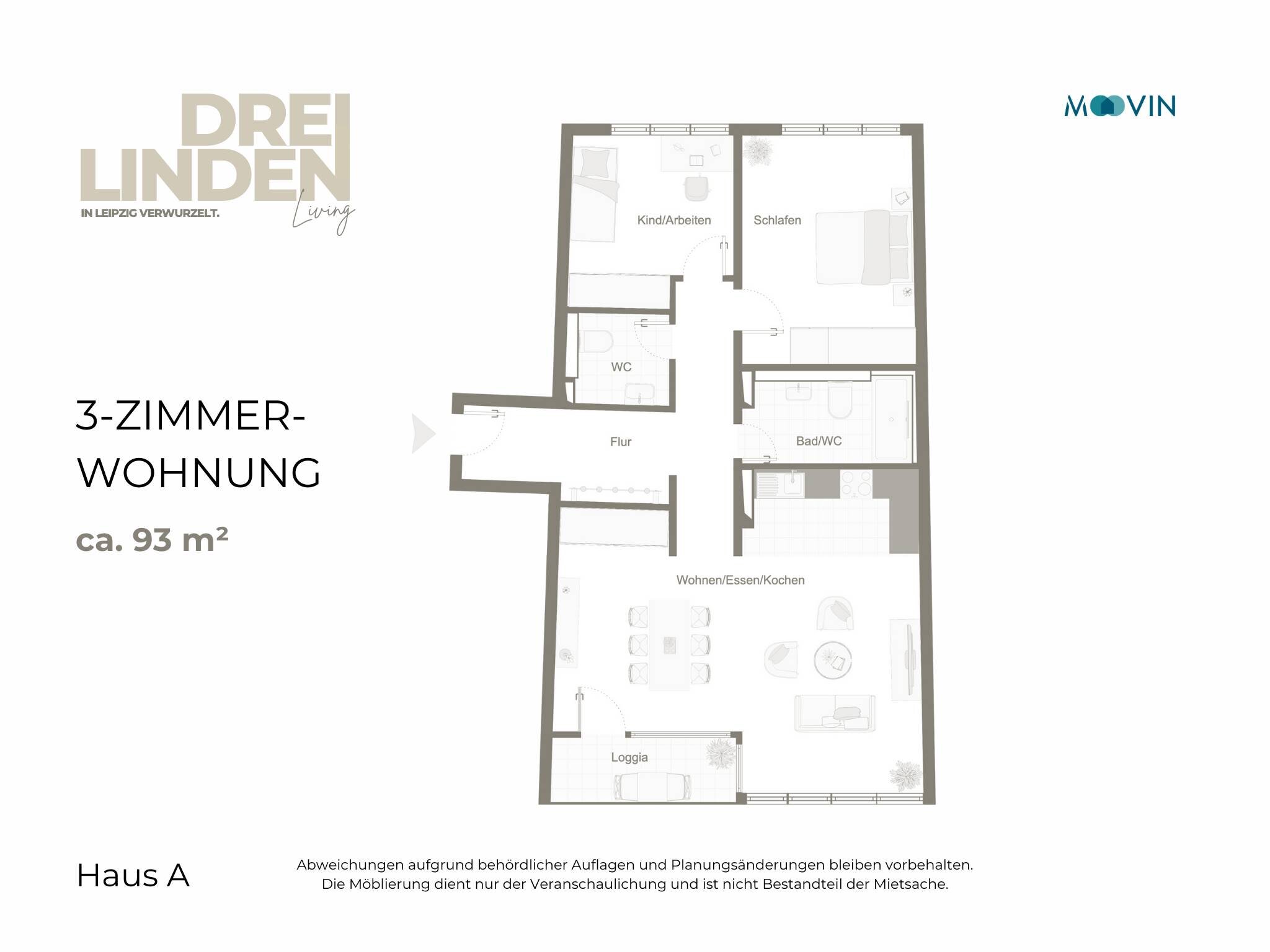 Studio zur Miete 1.351 € 3 Zimmer 93,1 m²<br/>Wohnfläche 2.<br/>Geschoss 01.02.2025<br/>Verfügbarkeit Dreilindenstraße 4 Altlindenau Leipzig 04177