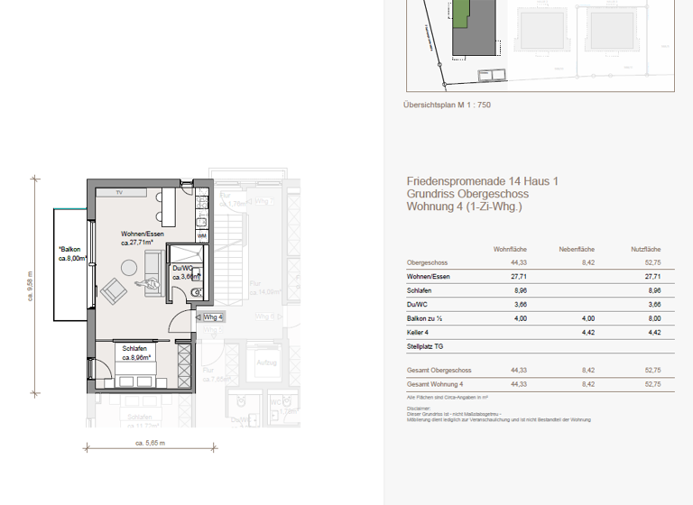 Studio zum Kauf - Erstbezug provisionsfrei 506.000 € 1 Zimmer 44,3 m² Geschoss 1/2 Friedenspromenade 14 Trudering-Riem München 81827