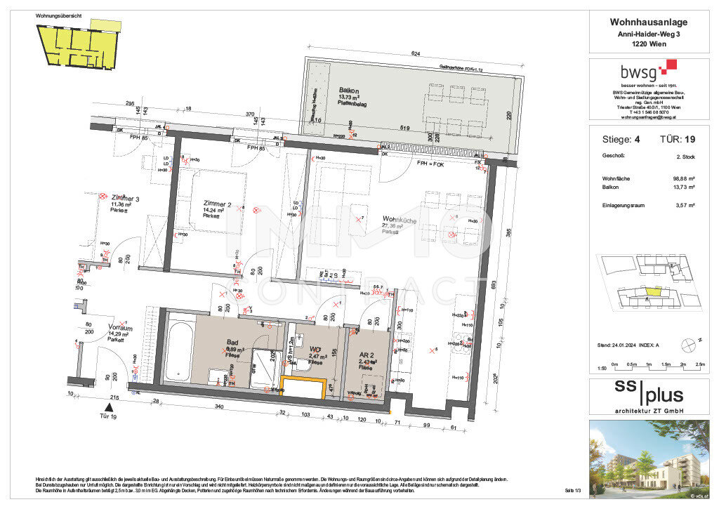 Wohnung zur Miete 1.516 € 4 Zimmer 98,9 m²<br/>Wohnfläche 2.<br/>Geschoss ab sofort<br/>Verfügbarkeit Anni-Haider-Weg 3 Wien 1220