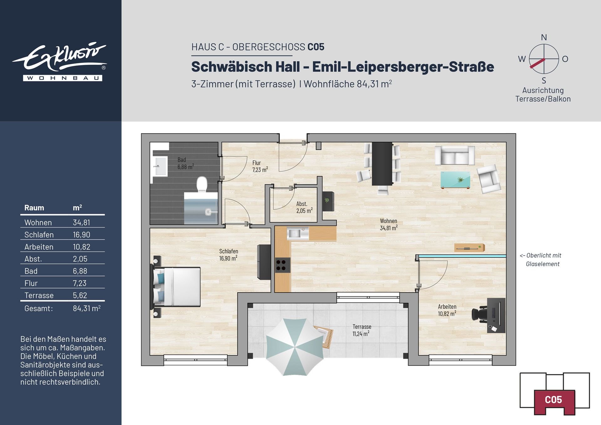 Wohnung zum Kauf provisionsfrei 379.000 € 3 Zimmer 84,3 m²<br/>Wohnfläche Emil-Leipersberger-Straße 1 Hessental Schwäbisch Hall 74523