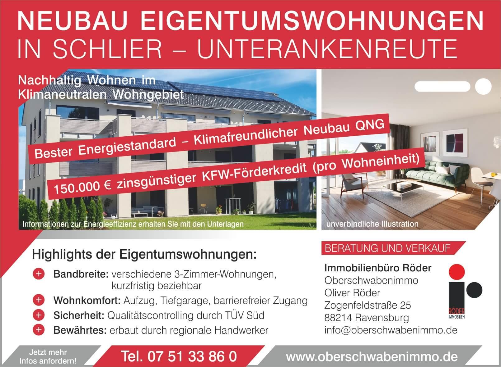 Wohnung zum Kauf provisionsfrei 412.700 € 3 Zimmer 88,3 m²<br/>Wohnfläche 1.<br/>Geschoss Unterankenreute Schlier 88281