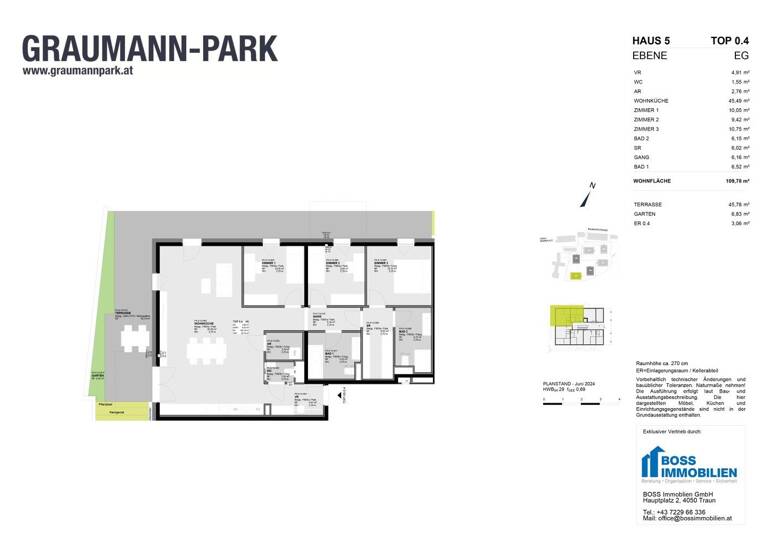 Wohnung zum Kauf - Erstbezug 589.700 € 4 Zimmer 109,8 m² EG Graumannpark 5 Traun 4050