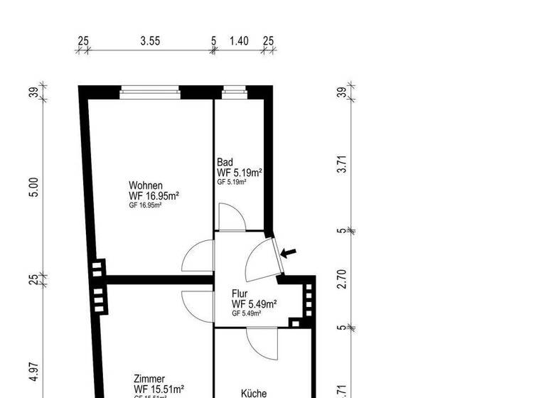 Wohnung zum Kauf 217.500 € 2 Zimmer 54 m² 4. Geschoss Alt-Hohenschönhausen Berlin 13055
