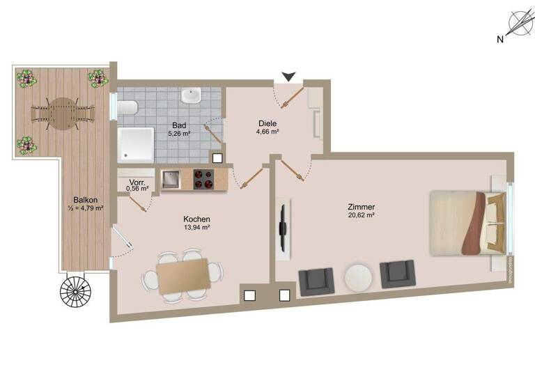 Wohnung zum Kauf 267.000 € 2 Zimmer 49,8 m² 2. Geschoss Oberau Freiburg im Breisgau 79117