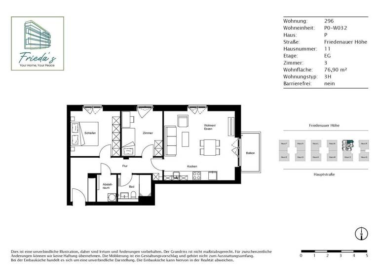 Wohnung zur Miete - Erstbezug 1.699 € 3 Zimmer 76,3 m² EG Friedenauer Höhe 11 Friedenau Berlin 12159