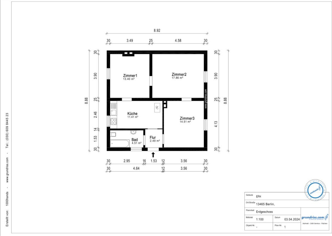 Doppelhaushälfte zum Kauf 499.000 € 3 Zimmer 64,2 m²<br/>Wohnfläche 831 m²<br/>Grundstück Hermsdorf Berlin 13465