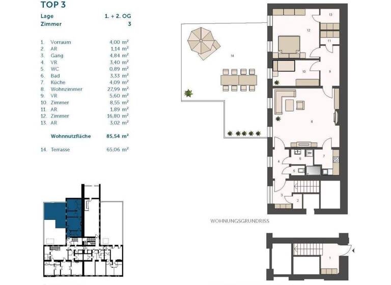 Terrassenwohnung zum Kauf 543.500 € 3 Zimmer 85,5 m² Wien 1120