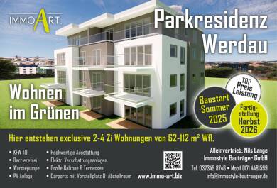 Wohnung zum Kauf - Neubau provisionsfrei 314.195 € 3 Zimmer 89,8 m² 2. Geschoss Am Stadtpark Werdau Werdau 08412