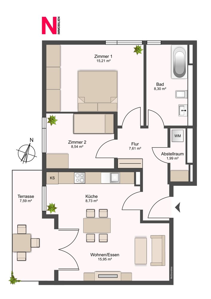 Wohnung zum Kauf 368.000 € 3 Zimmer 70,1 m²<br/>Wohnfläche ab sofort<br/>Verfügbarkeit Werdervorstadt Schwerin 19055