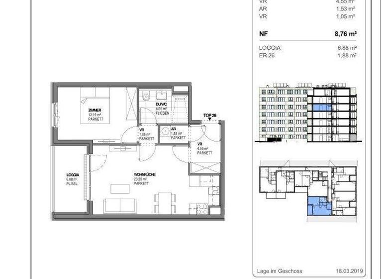 Wohnung zur Miete 718 € 2 Zimmer 48,3 m² 3. Geschoss Wien 1100