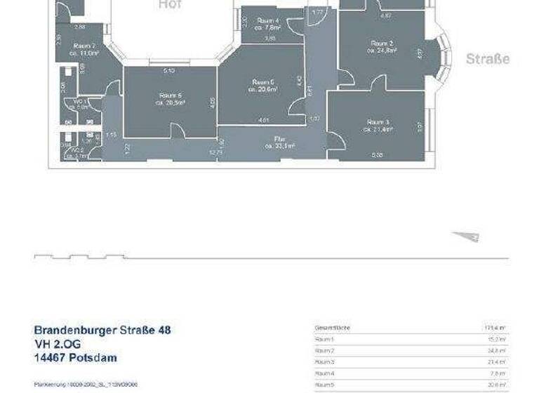 Bürofläche zur Miete provisionsfrei 171,4 m² Bürofläche Brandenburger Str. 48 Nördliche Innenstadt Potsdam 14467